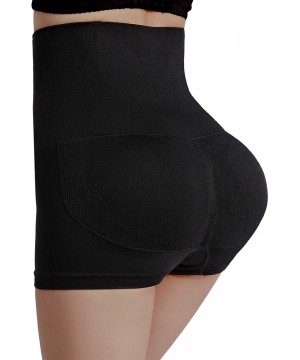 Shapewear Womens Padded High Waist Tummy Control Butt Lifter Shapewear Panties Boyshorts - Black - CI193GWD85K