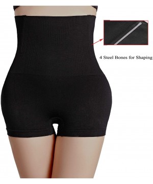 Shapewear Womens Padded High Waist Tummy Control Butt Lifter Shapewear Panties Boyshorts - Black - CI193GWD85K