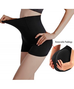 Shapewear Womens Padded High Waist Tummy Control Butt Lifter Shapewear Panties Boyshorts - Black - CI193GWD85K