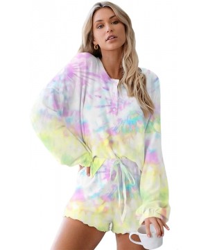 Bottoms Pajama Sets for Women Tie Dye Sleepwear Drawstring Shorts Set Ladies Grils Casual Loungewear Home Wear - C Colorful 5...