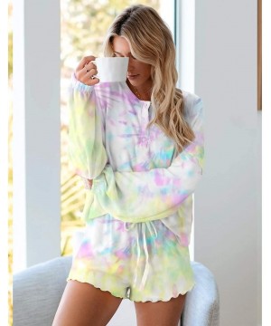 Bottoms Pajama Sets for Women Tie Dye Sleepwear Drawstring Shorts Set Ladies Grils Casual Loungewear Home Wear - C Colorful 5...