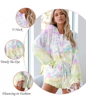 Bottoms Pajama Sets for Women Tie Dye Sleepwear Drawstring Shorts Set Ladies Grils Casual Loungewear Home Wear - C Colorful 5...