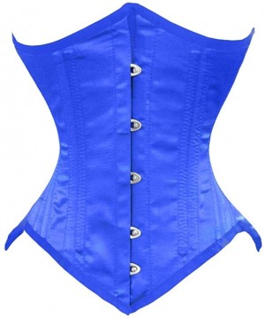 Bustiers & Corsets Heavy Duty 26 Double Steel Boned Waist Training Satin Underbust Tight Shaper Corset 8033-SA - Blue - C617X...