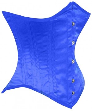 Bustiers & Corsets Heavy Duty 26 Double Steel Boned Waist Training Satin Underbust Tight Shaper Corset 8033-SA - Blue - C617X...