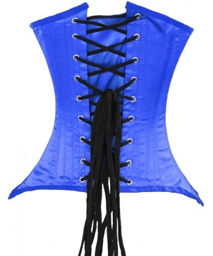 Bustiers & Corsets Heavy Duty 26 Double Steel Boned Waist Training Satin Underbust Tight Shaper Corset 8033-SA - Blue - C617X...