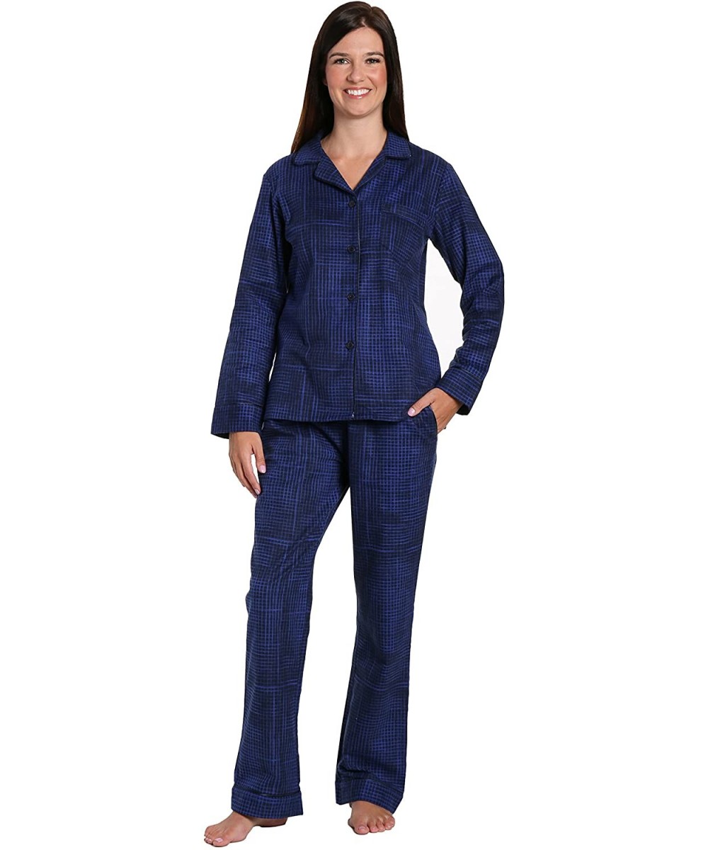 Sets Women Pajamas Set - 100% Cotton Flannel Pajamas Women Warm PJs Set - Jutelicious Blue - CX184EM3E56