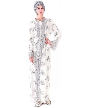 Robes Women's Sequins Cardigan- Saudi Arab Tulle Soft Robe Ethnic Clothes Abaya Dress (Hijab Not Includes) - B-white - CP19D0...