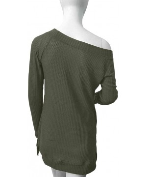 Tops Womens Autumn Winter Long Sleeve Solid Knitted Sweater T Shirt Blouse Tops - Green - CQ18YGAMAGX