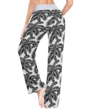 Bottoms Palm Tree Leaf Seamless Pattern Women Loose Palazzo Casual Drawstring Sleepwear Print Yoga Pants - CE19D8UO49Y