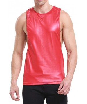 Thermal Underwear Faux Leather Tank Top for Men-Hipster Silm Sport Vest Stringer Gym Bodybuilding Workout Sleeveless Shirts -...