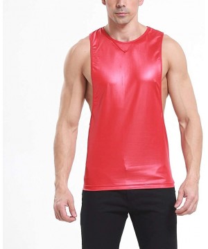 Thermal Underwear Faux Leather Tank Top for Men-Hipster Silm Sport Vest Stringer Gym Bodybuilding Workout Sleeveless Shirts -...