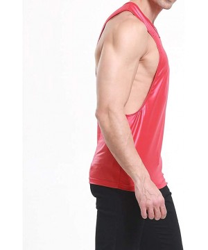 Thermal Underwear Faux Leather Tank Top for Men-Hipster Silm Sport Vest Stringer Gym Bodybuilding Workout Sleeveless Shirts -...