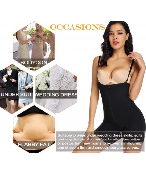 Shapewear Women Full Body Shapewear Bodysuit Fajas Compression Garments After Liposuction Open Bust Shaper with Zipper - Blac...