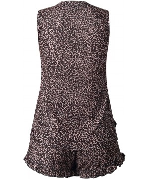 Sets Womens Tie Dye Sleeveless Cami Shorts Pajamas Set Elastic Drawstring Shorts Set Loungewear Nightwear - 2-leopard - CW198...