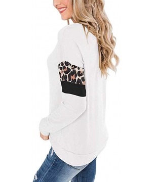 Thermal Underwear Women's Loose Plus Size Patchwork Print Shirt Long Sleeve O-Neck Pullover Tops - C-white - C3193AO9XXG