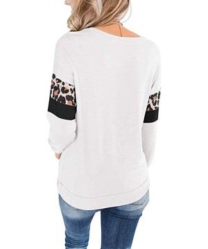 Thermal Underwear Women's Loose Plus Size Patchwork Print Shirt Long Sleeve O-Neck Pullover Tops - C-white - C3193AO9XXG