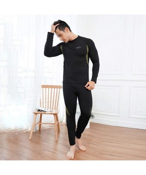 Thermal Underwear Outdoor Sports Thermal Underwear Set Mens Autumn Clothing Long Pants Plus Velvet Ultra-Soft Long Johns Set-...