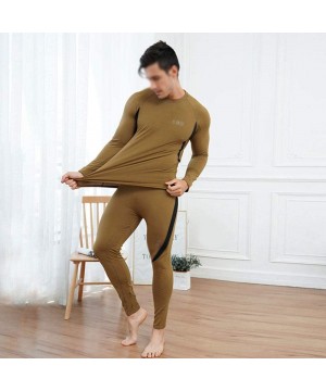 Thermal Underwear Outdoor Sports Thermal Underwear Set Mens Autumn Clothing Long Pants Plus Velvet Ultra-Soft Long Johns Set-...