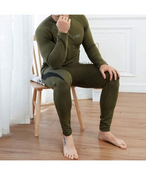 Thermal Underwear Outdoor Sports Thermal Underwear Set Mens Autumn Clothing Long Pants Plus Velvet Ultra-Soft Long Johns Set-...