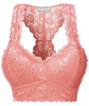 Bras Women's Sexy Floral Lace Racerback Wireless Mesh Bralette Bra Top - Ashrose (Unpadded) - CX18TU4H2D8